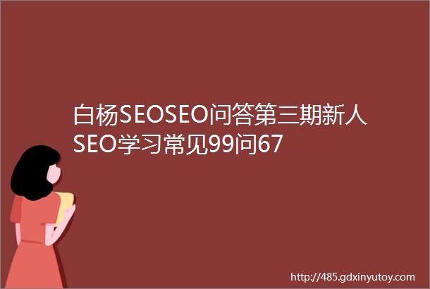 白杨SEOSEO问答第三期新人SEO学习常见99问67
